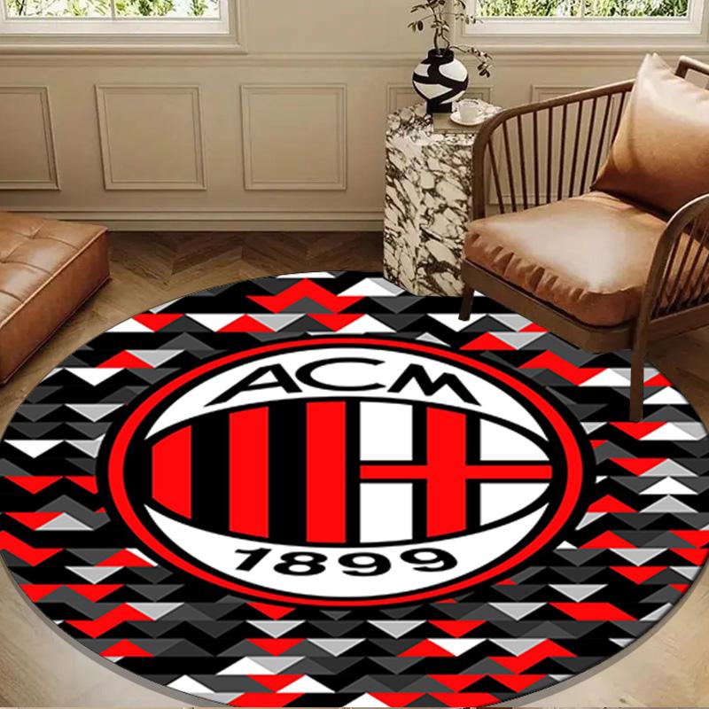 Ac Football Club Round Rug for Livingroom,Bedroom, Palyroom, Chair Rug, Area rug, Circle Carpet, Large Size Fan Christmas gift