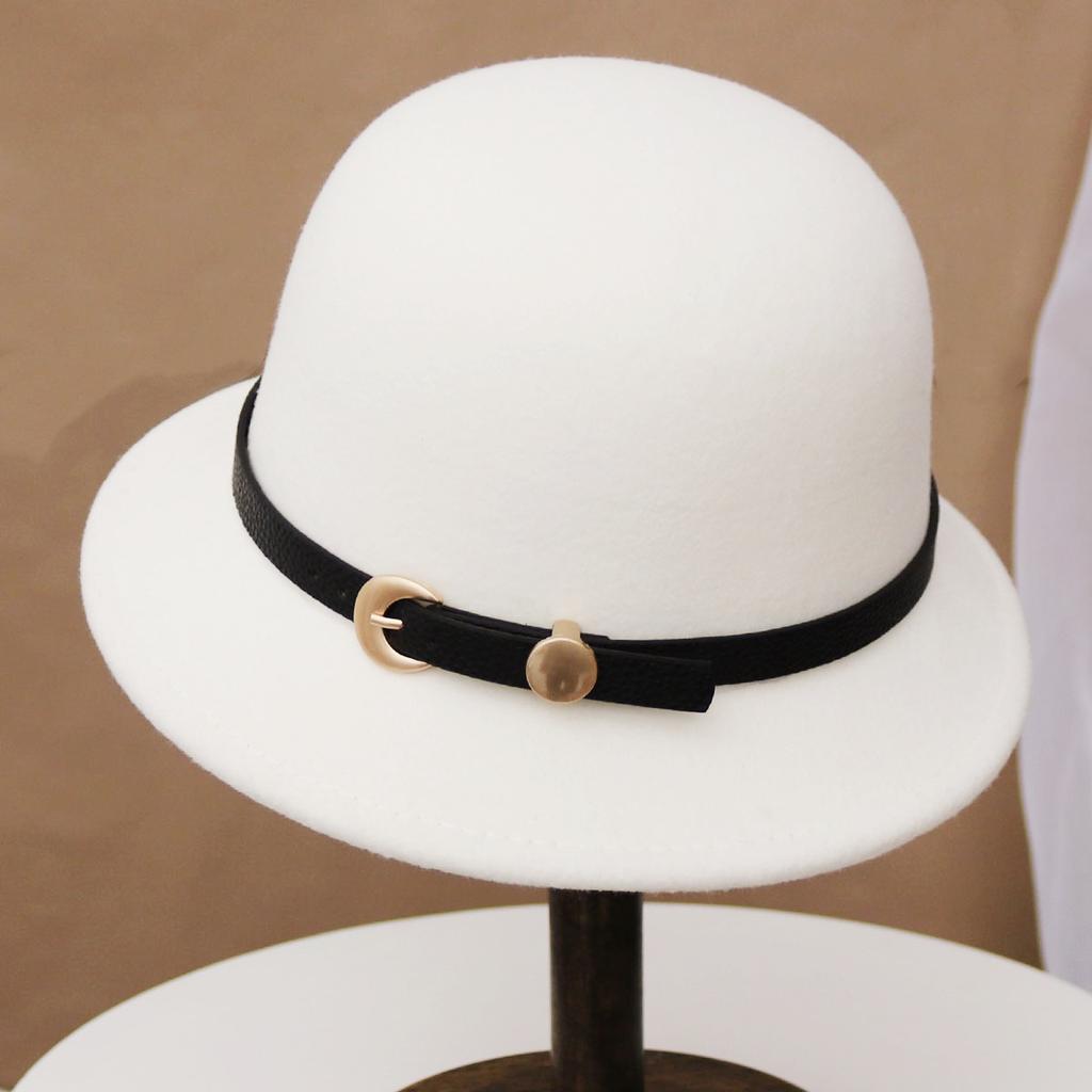 Hat Women's Autumn and Winter Wool British Thermal Basin Hat Foreign Style Short Brim Show Small Face Foldable Bucket Hat Tide