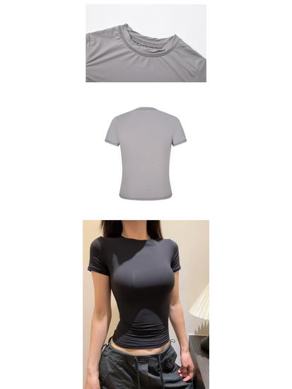 2025 Schnelltrocknendes Slim Fit Sportliches Kurzarm Yoga Top für Damen