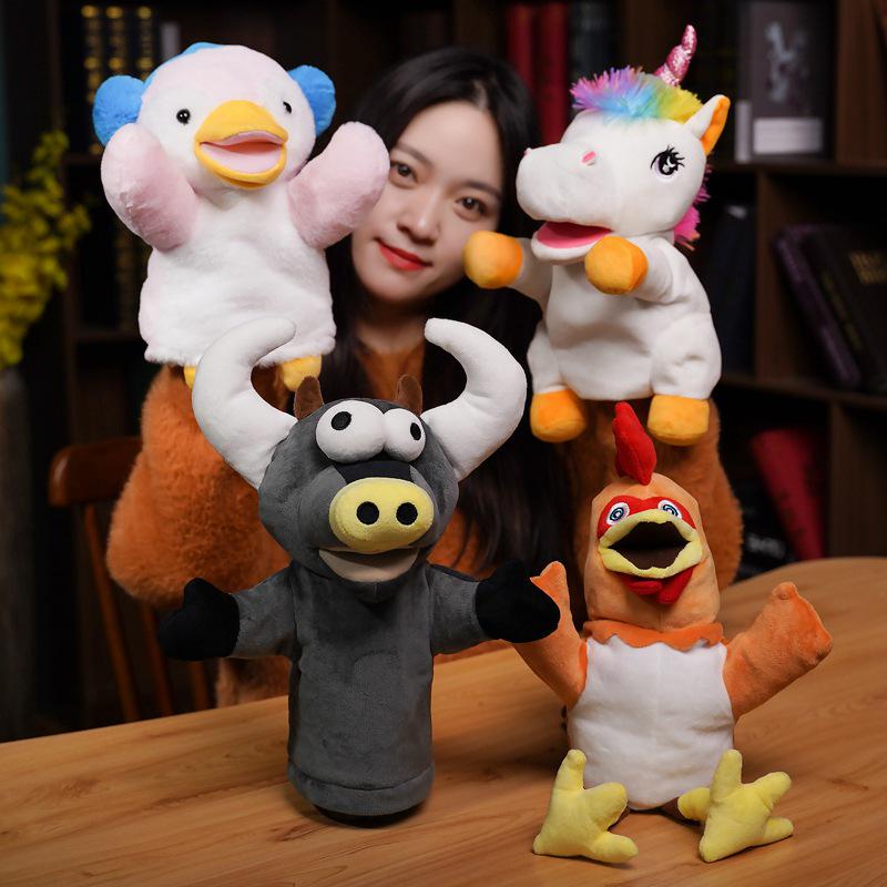 Einhorn Hahn Handpuppe Plüschtier für Kindertheater