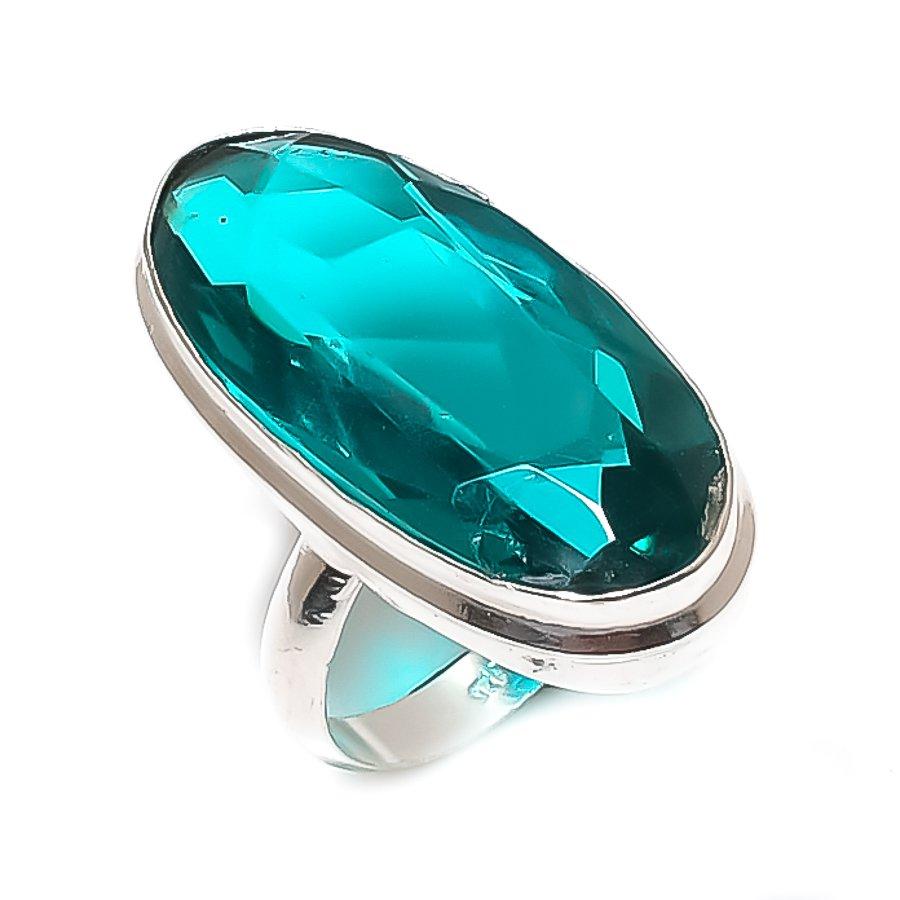 Natural Indicolite Tourmaline 925 Sterling Silver Jewelry Ring Size 7.5 T8p59