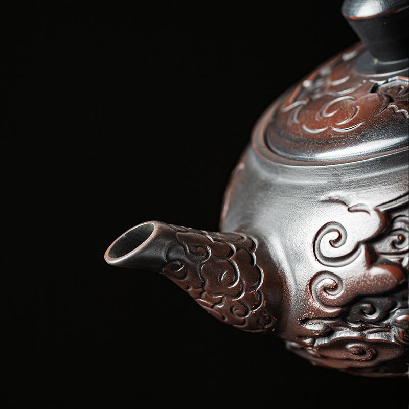 Ceramic mov Ceainic vintage din ceramică sculptată Kung Fu ceainic un singur ceainic Pu'er Dispozitiv de preparare a ceaiului Seturi de ceai ceainic chinezesc