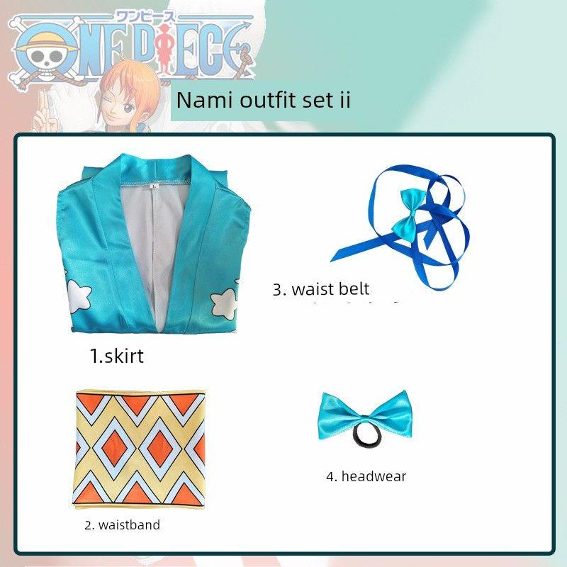 Amazon One Piece Luffy Cosplay Straw Hat Crew Navigator Nami Cosplay Costume Nami Outfit Set Two (No Yellow Bow) S
