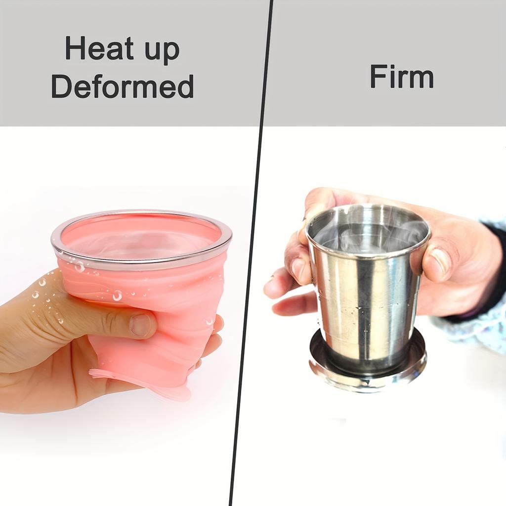 Foldable 201 Stainless Steel Tumbler - Portable, Space-Saving Design for Travelers, Campers & Workers, Camping Essentials