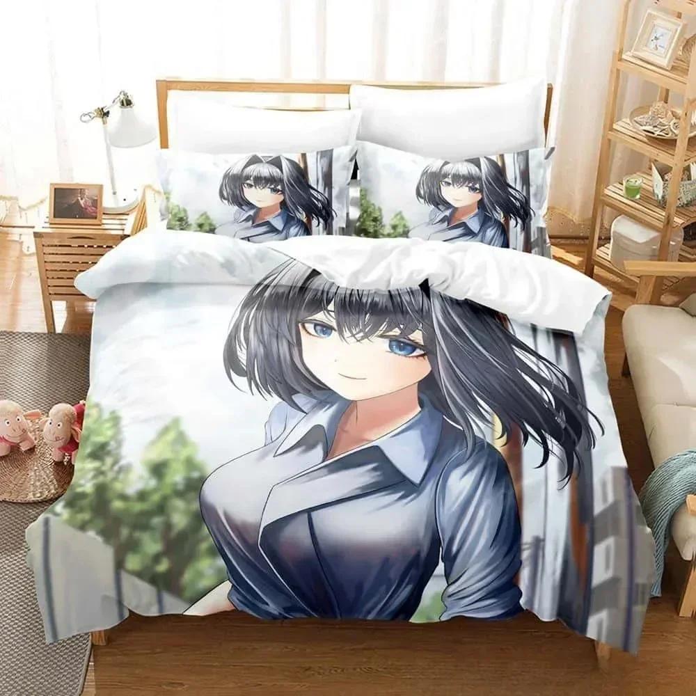 Comforter 3D Print Anime Ouro Kronii Bedding Set Printed Bed Set With Bed Soft Queen King Size Bedclothes Home