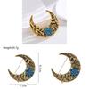 Vintage Moon Pendant Brooch With Zinc Alloy Long Chain For Unisex Fashion Accessories
