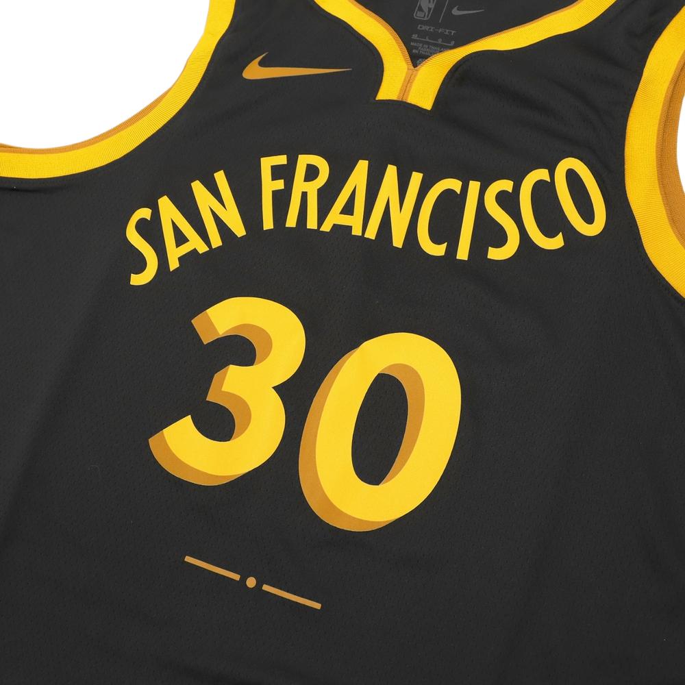 Nike Curry 23-24 Sezóna NBA Warriors City Edition Dres SW Fan Verze Basketbalové tílko Pánské dresy Černá DX8502-011
