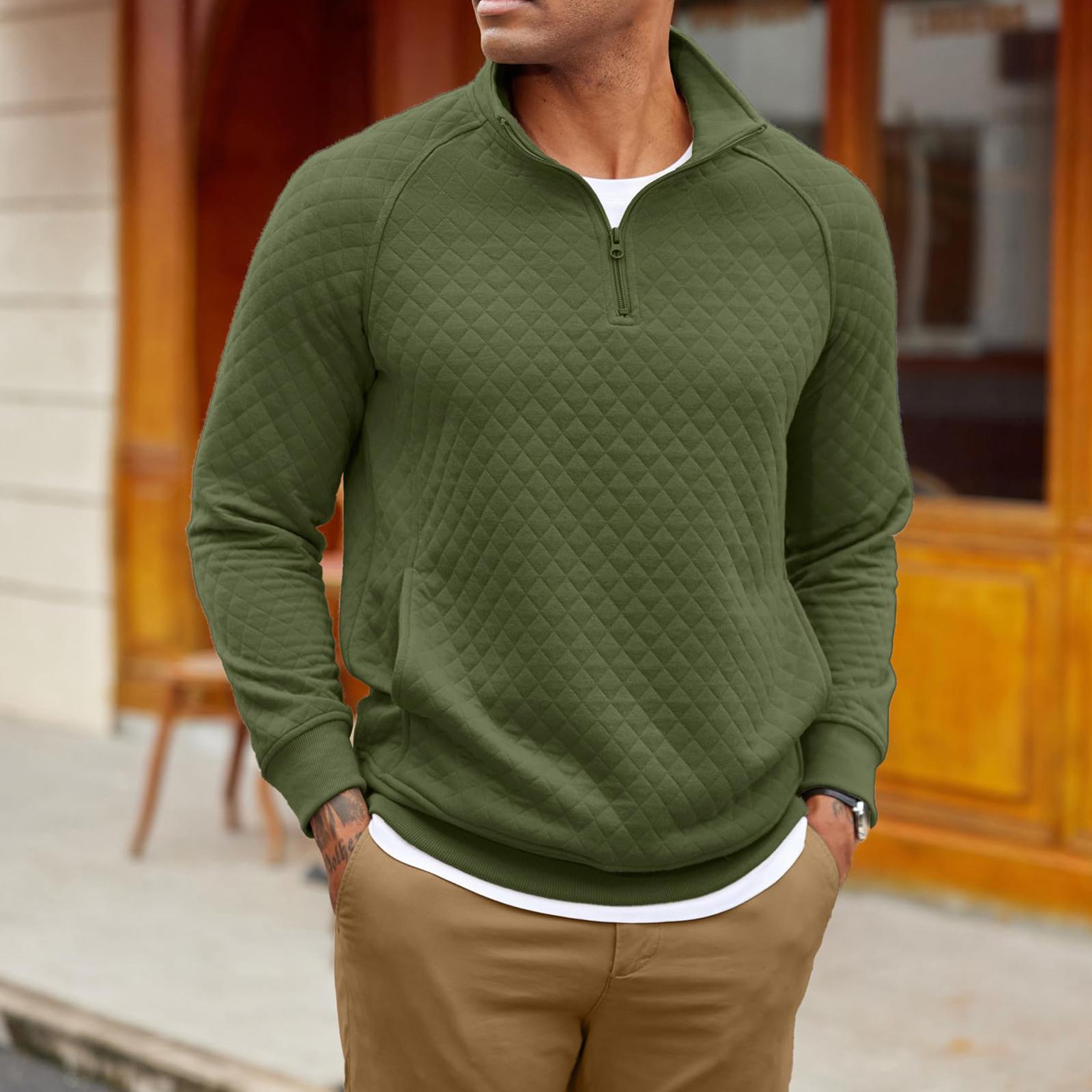 

Men Solid Color Long Sleeve Pullover Sweatshirts Fall Winter Warm Casual Sweatshirts XL