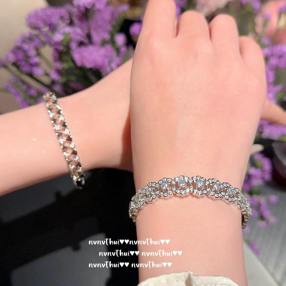 Lace Honeycomb Flower Gem Bracelet, Fujia Thousand Gold, 18K Gold Plated, Curved Bow Zircon Bracelet Combination