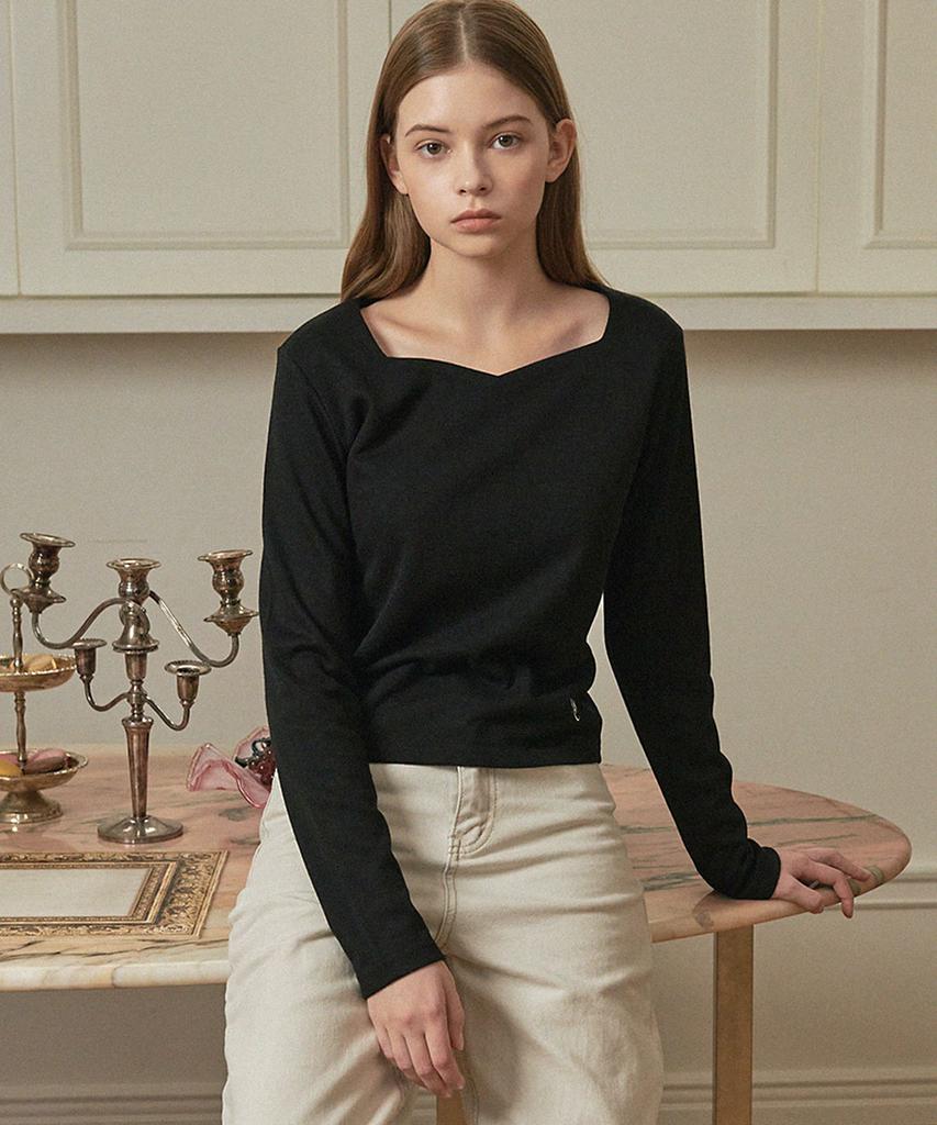 MICANE Ivy Heart Neck T-Shirt Black