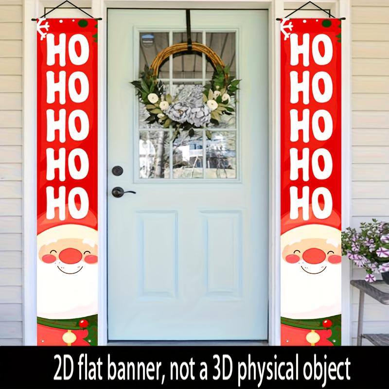 2D Flat, 2D Flat - 2D Flat, 2D Flat - 2D Flat Banner 2pcs, Christmas Theme, Red And White Christmas Hoho Gnome Couple, with Santa Face And HO HO HO Le