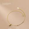 Bijoux  925 Sterling Silver Snake Chain Glossy Ball Beads Anklet