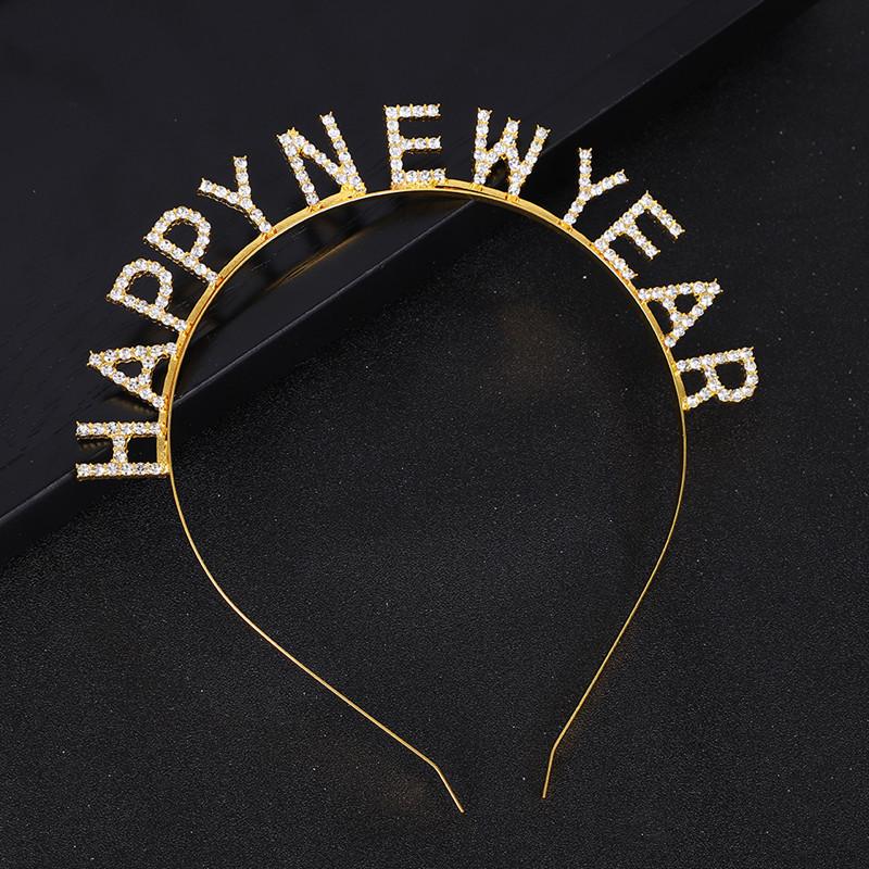 Fashionable Rhinestone Happy New Year Headband – Stylish Party Hair Accessory