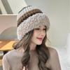 Knitted Hat for Women Thickened Plush Thread Hat  Big Head Flange Plush Edge Warm Hat