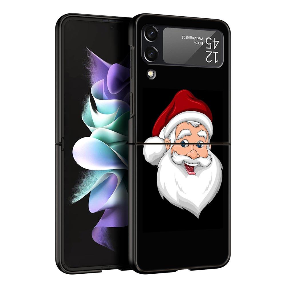 Christmas Cute Cartoon Z Flip 4 Phone Case For Samsung Z Flip 3 5G Black Hard Shell Galaxy ZFlip3 ZFlip5 Cover Folding Luxury