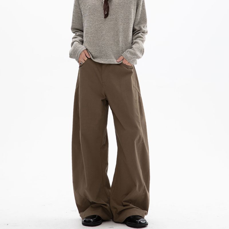 Dream Made American Retro Cleanfit Deconstructed Casual Pants for Men, Spring and Autumn Straight Loose Long Pants