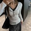 Otoño Primavera Jersey Falso de Dos Piezas con Retazos de Encaje Base Camiseta Pulóver Casual para Mujer Todo Combinable Camiseta Superior