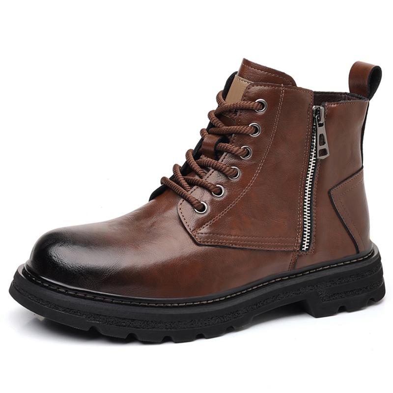 

Модные мужские рабочие защитные ботинки FashionPlatform из натуральной кожи, мужские черные пустынные альпинистские походные ботинки до щиколотки, армейские ботинки 44 коричневый