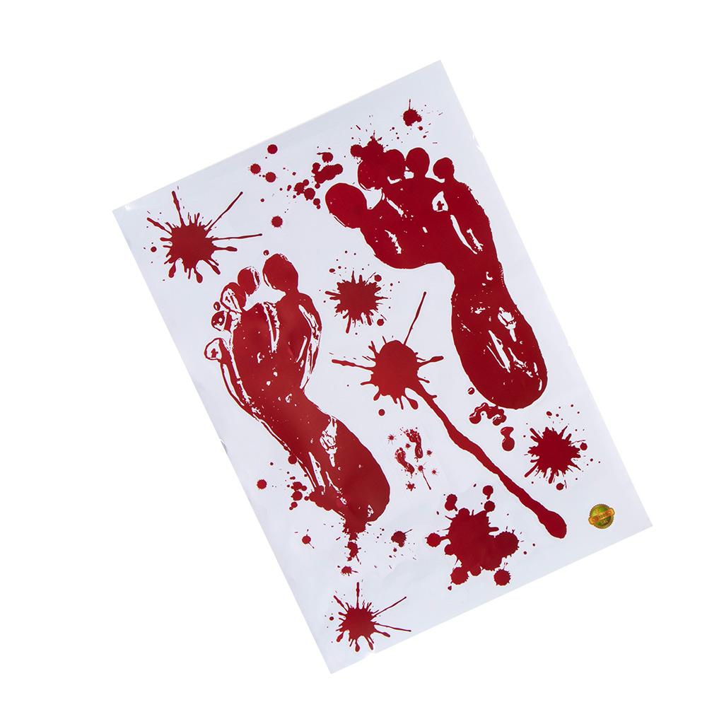 Creepy 3D Widnow Decor Blood Handprint Horror Finger Foot Wall Stickers Halloween Decor