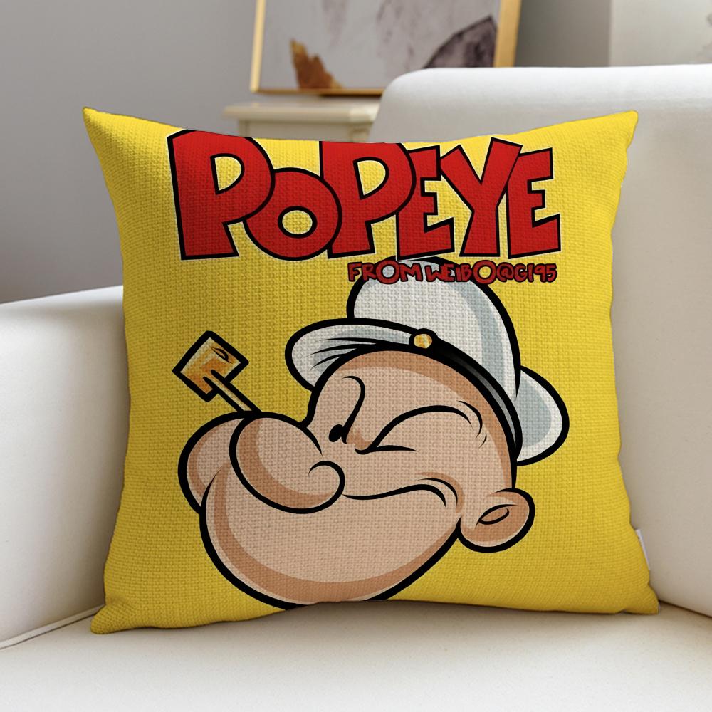 

Classic Popeye the SailorS Cushion Cover Breathable and skinfriendly linen pillowcase square removable and washable cushion 30X30cm