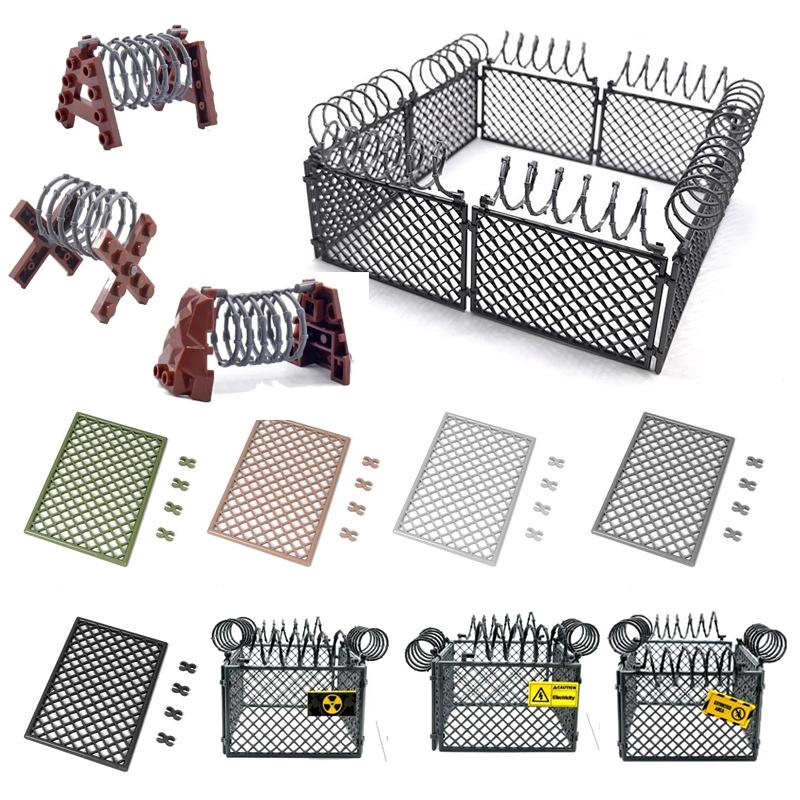 MOC 30104 92338DIY City Military Base Barbed Wire Fence Mesh Isolation Net for WW2 SWAT Weapons Building Blocks Model Bricks Set