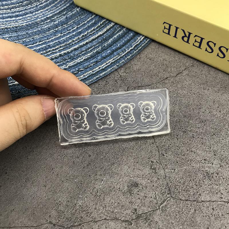 3D Bow Little Bear Silicone Nails Accessories Carving Mold Flowers Stamping Plate Nails Stencils Diy Gel Manicure Mould Tools