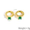 Fashion personalized design square single diamond earrings OL simple titanium steel earrings women without earrings