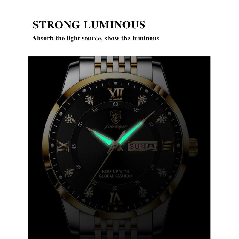 POEDAGAR Casual High Quality Men Watch Waterproof Luminous Leather Original Wristwatch Quartz Business Watches for Men Reloj