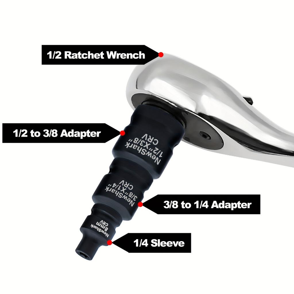 8 Piece Impact Socket Adapter and Reducer Set,1/4"3/8"1/2"Adapter Impact Driver&Wrench Conversion Socket Reducer Set,Cr-V Steel