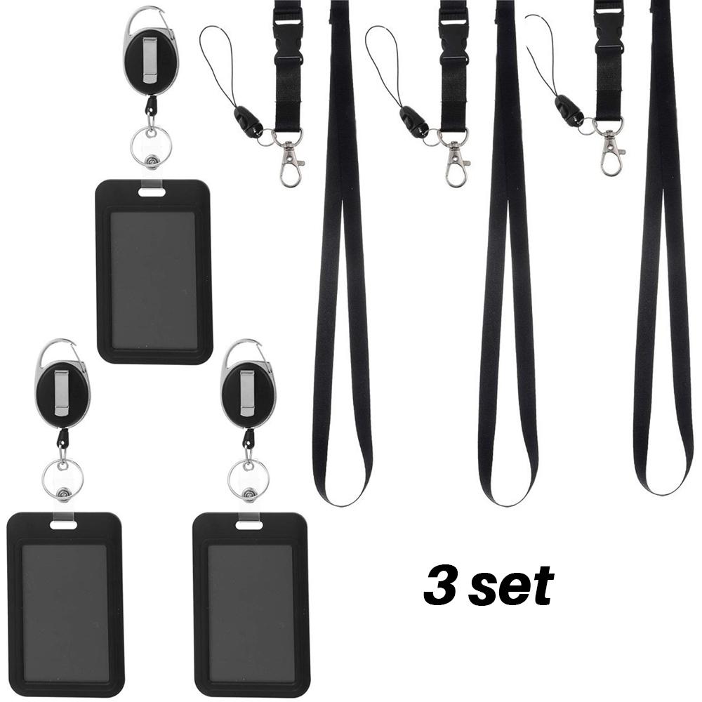 Work Permit Card Set - Rope Retractable Neck Hanging Document Card Set - Chest Tag Access Control Hard Shell Protective Set