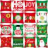 Cartoon Christmas Pillow Case Holiday Gift Letter Snowman Red and Green Pillow