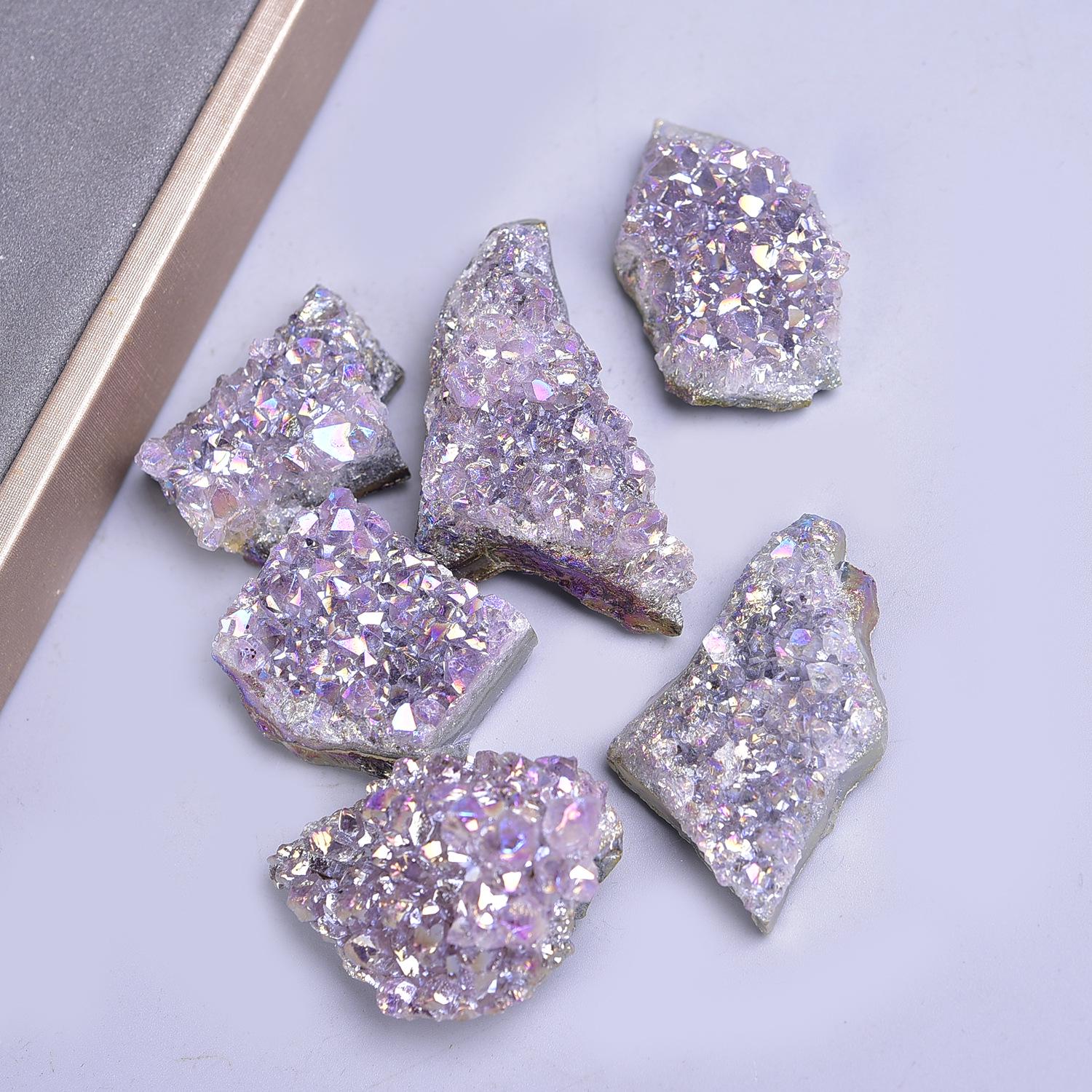 Покрытый гальваническим способом аметистовый друз: Натуральный фиолетовый кристалл, необработанный камень, настольное украшение Approx. 10g/each