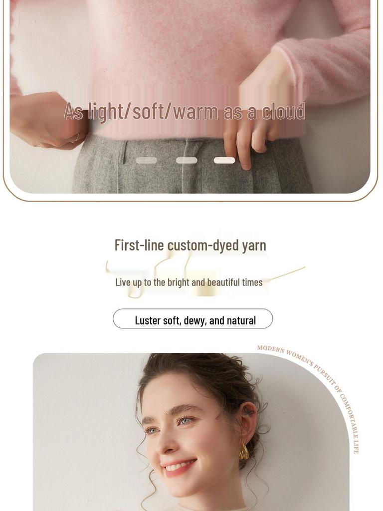 Women's Half-High Neck Baby Goat Cashmere Sweater - Thick, Soft, and Skin-Friendly for Autumn and Winter