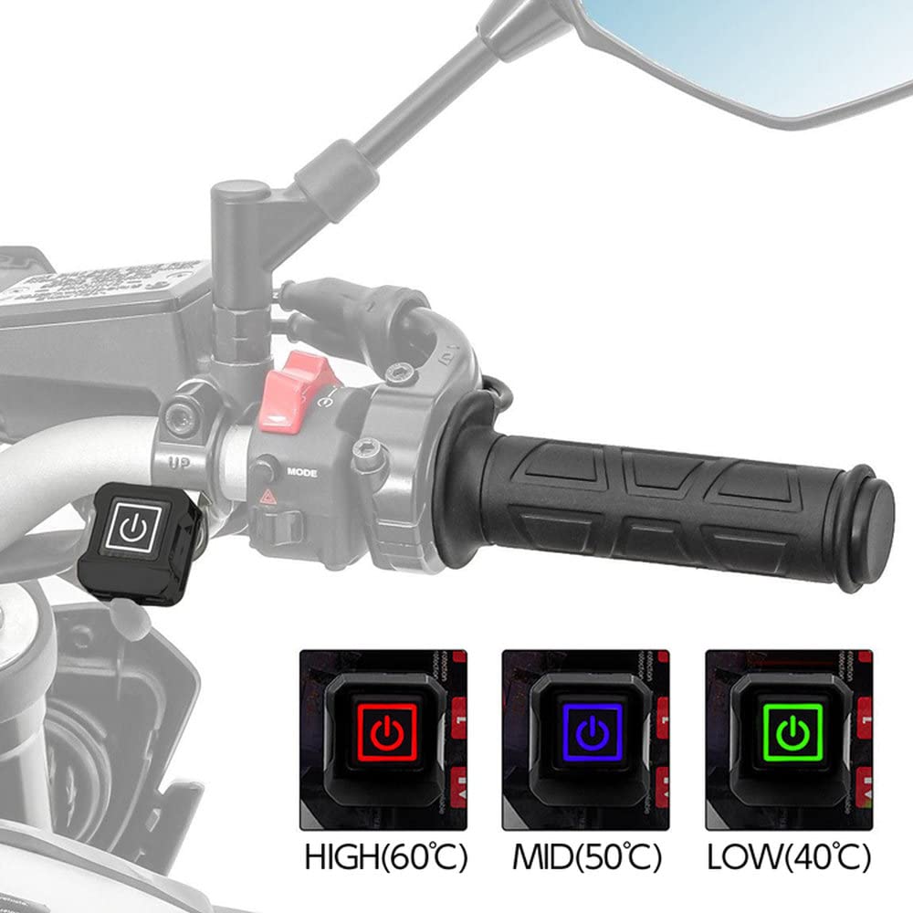 SUNNY Motorcycle Heated Left and Right Penetrating 3 Temperature Cold Weather Overcurrent Ideal for Winter DC12V Only Grips, Set, Type, Settings,