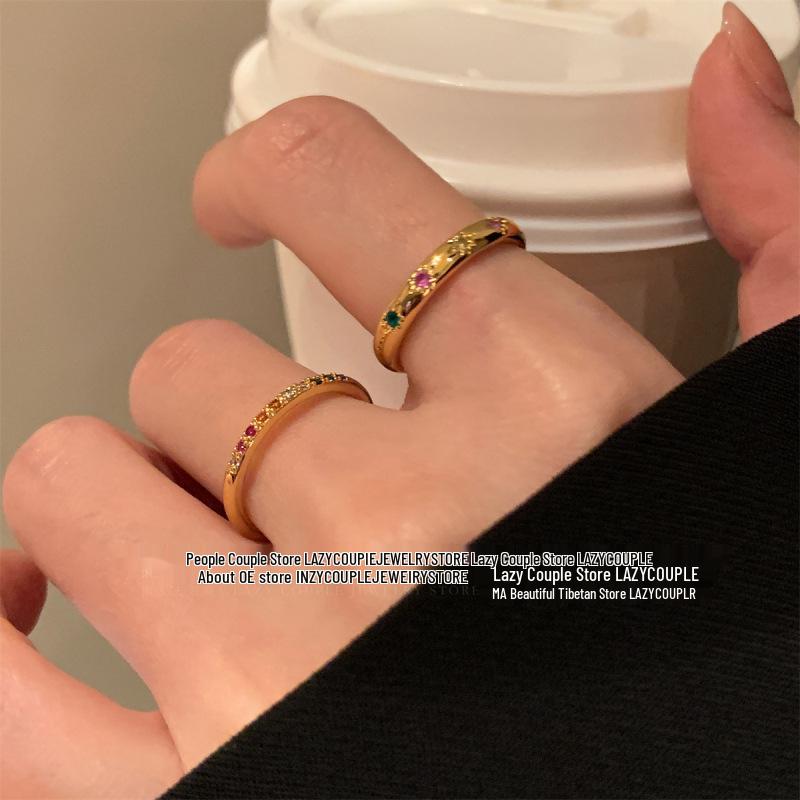 Luxury Geometric Zirconia Open Ring - Elegant and Versatile Hand Jewelry