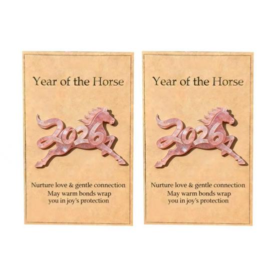 1/2Pcs 2026 Horse Pocket Hug with Card Bring Good Luck Wealth Year of The Horse Pocket Token Decoration Happy New Year Gifts