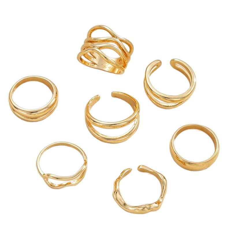 Trendy Geometric Hollow Metal Stacking Ring for Women