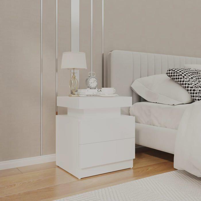 Bedside Table - Maison Exclusive - White - 45x35x52 Cm - Engineered Wood - Contemporary