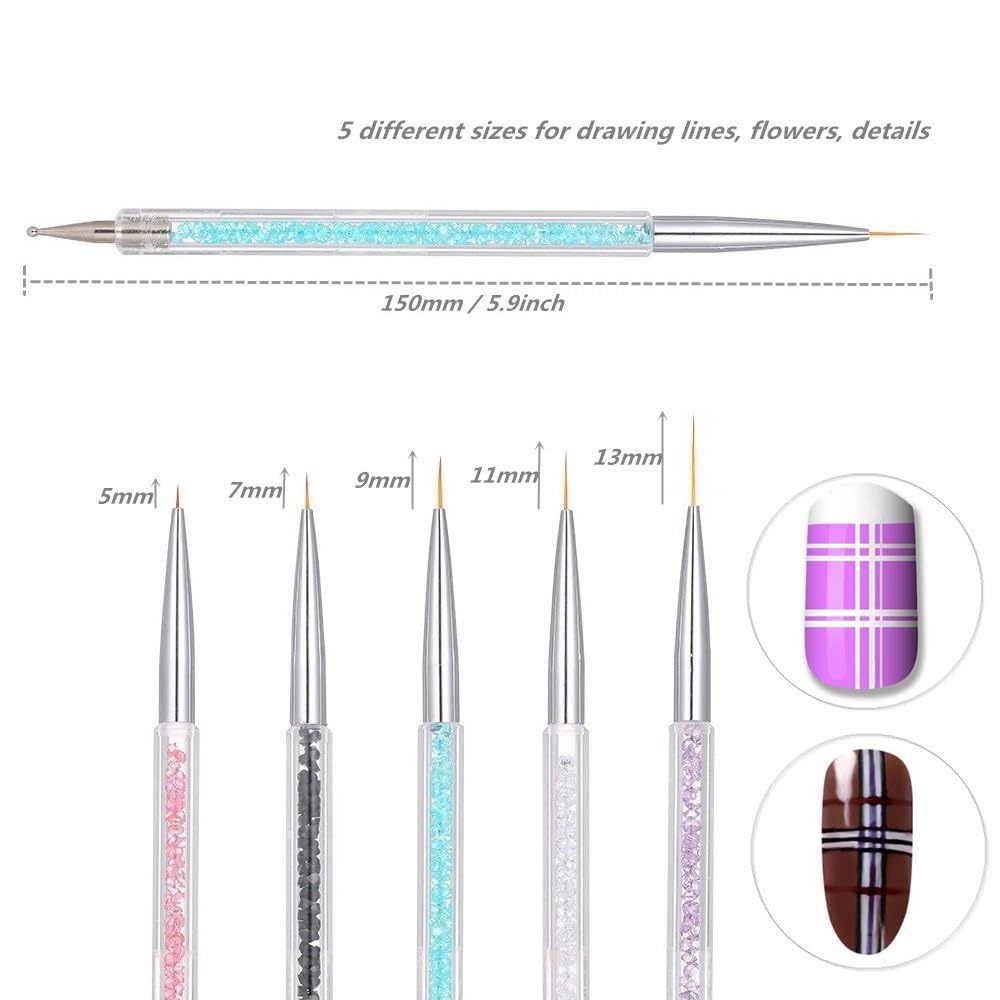 Resin Nail Art Palette with 5 Pcs Nail Art Brushes, Nail Polish Mixing Palette Double-Ended Dotting Pen Nail Art Liner Brush for Nail Art