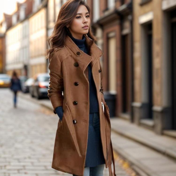 Autumn Winter New Women Woolen Coat Slim Fit Long Double Sided Wool Coat M