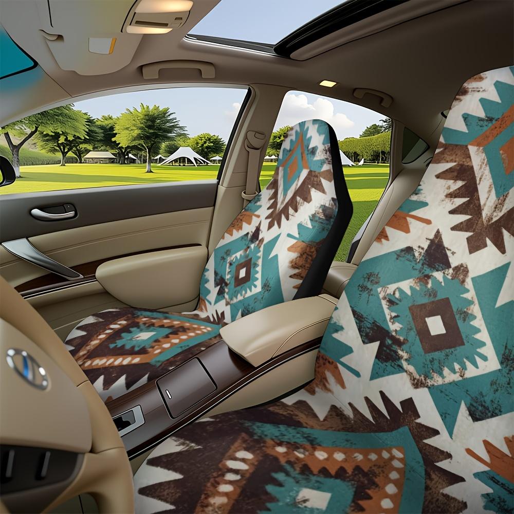 2pcs, Aztec Art Pattern Car Seat Covers, Soft And Easy To Install, Universal Fit For Front Seats, Perfect For Comfortable Drivin