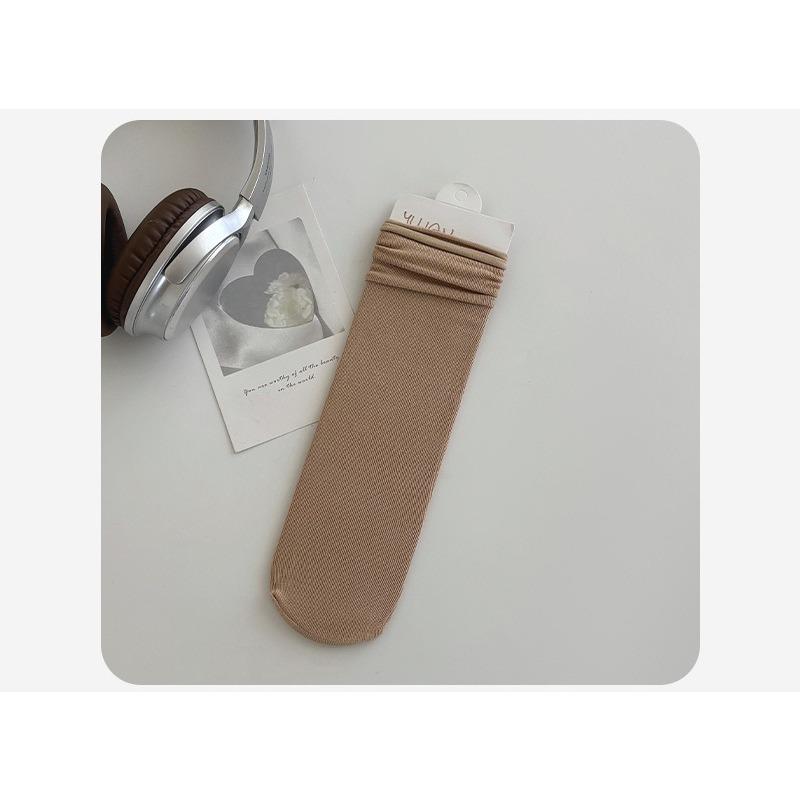 Pure Cotton Women's Summer Thin Pile Socks Solid Color Mid-calf Socks Oxygen Cotton Postpartum Socks Women's Long Socks