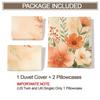 Boho Peach Floral Watercolor Duvet Cover Set Comforter Cover Bedding Set No Filler, Soft Farmhouse Women Bedroom Bed Decor