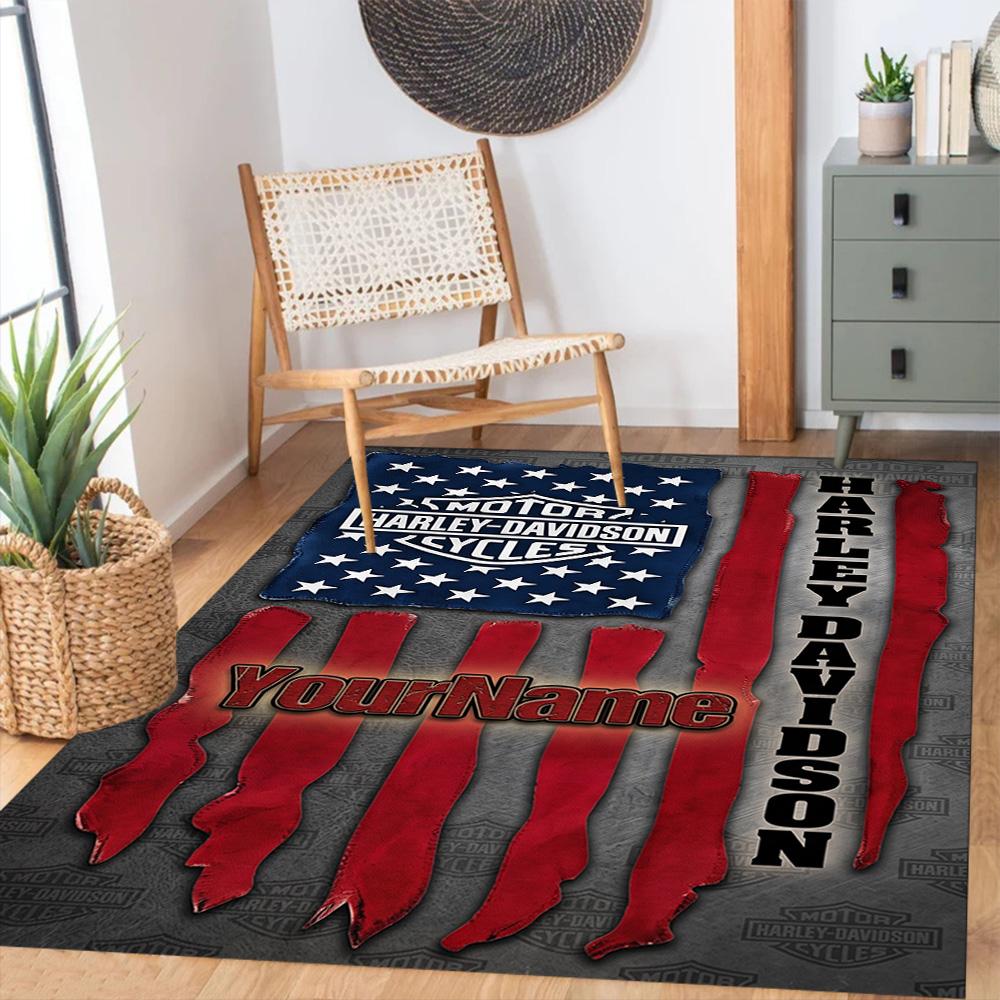 Harley-davidson Motorcycles Personalized Name Floor Rug Office Rug Perfect for Game Room Outdoor Kitchen Study room Antislip Carpet Decorate Offices