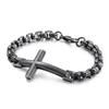 Męska Modna Bransoletka Krzyż Kwadrat Perła Stal Tytanowa