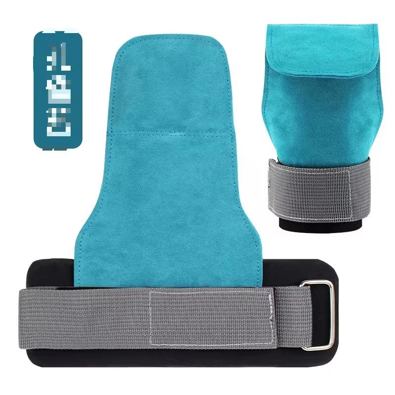 Palm Grips Wrist Straps Cowhide Leather Customizable Cross Training Weight Lifting Comprehensive Protection Unisex Fitness S/M синий