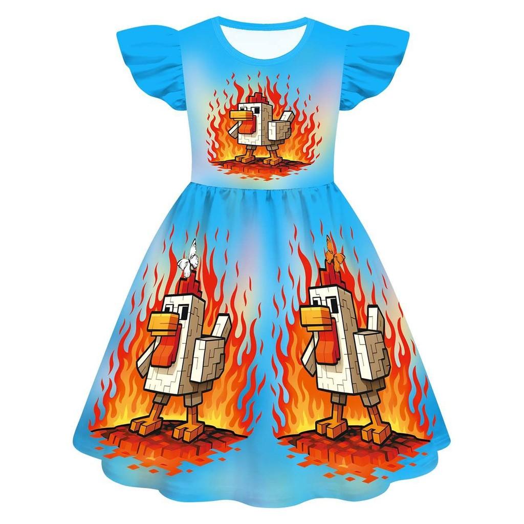 

Детский Девочки Игра Мультяшный ПРИНТ КУРИЦЫ Рюши Короткие Рукава Платье Наряд Ролевая Игра Хэллоуин Косплей Костюмы 160Cm