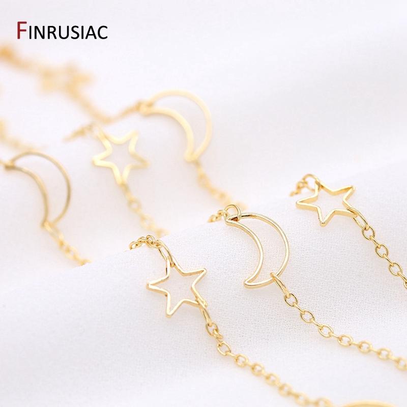 

Korean DIY chain accessories copper metal 14K gold plated star and moon chain jewelry making material Length 50cm
