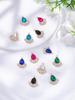 12Pcs 6 Colors Glass Rhinestone Pendants with Light Gold Plated Zinc Alloy Findings Teardrop Charms Faceted Mixed Color 20x16x5mm Hole: 1.5mm