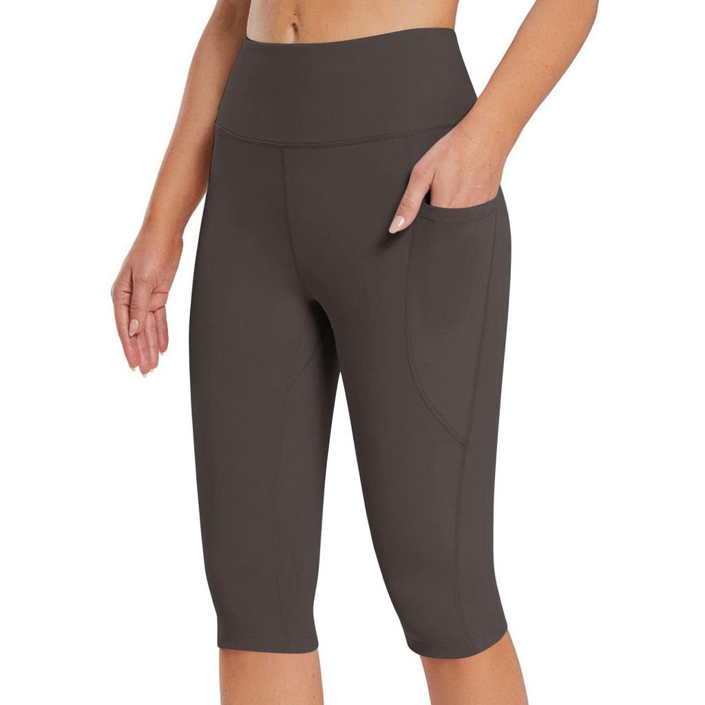 2025 Summer Women's Solid Color Pocket Yoga Capri Pants